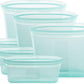 Zip Top Reusable Food Storage Bags | 3 Bag Set [Teal] - 3 Sandwich, 3 Snack | Silicone Meal Prep Container | Microwave, Dishwasher and Freezer Safe | Made in the USA