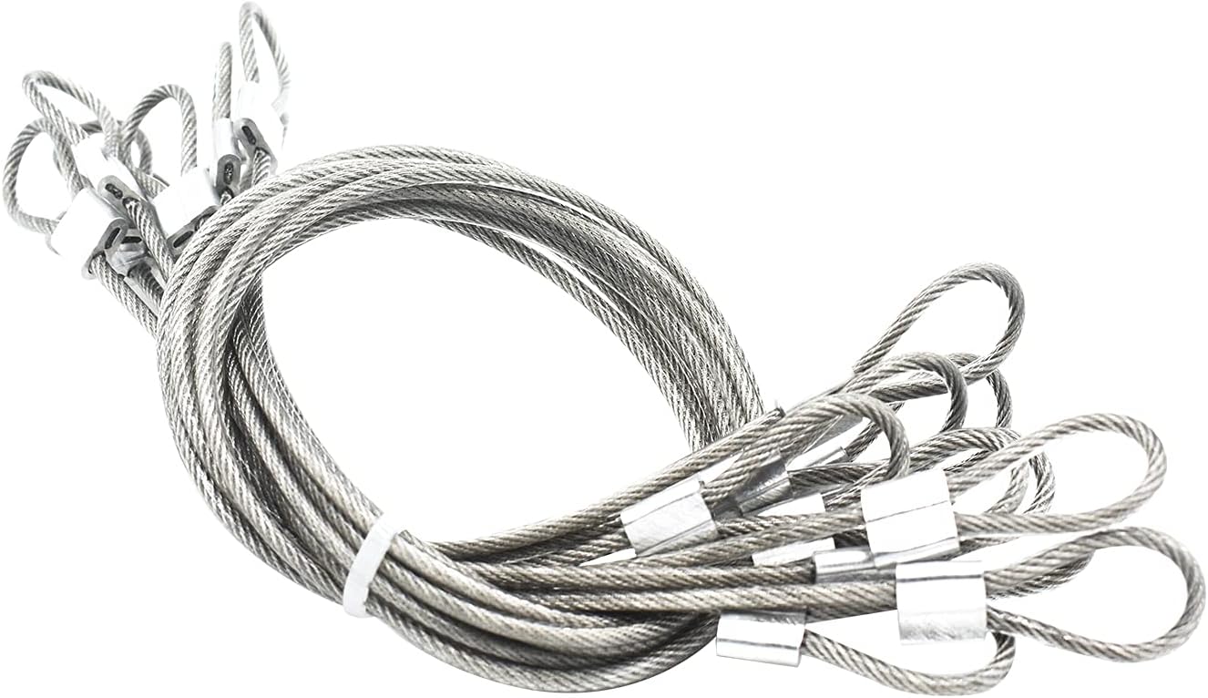 10 pcs 20 inch (50cm) 3mm Thickness Stainless Steel Wire Cable with Loops Vinyl Cover Coated Short Rope Lanyard Lock Safety Tether Chains, Clear