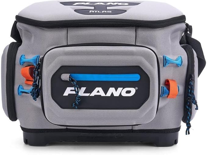 Plano Atlas 3700 Tackle Bag, Premium EVA-Constructed Fishing Tackle Bag, Molded Waterproof Base, Water-Resistant Cell Phone Pocket, Magnetic Tool and Hook Holder