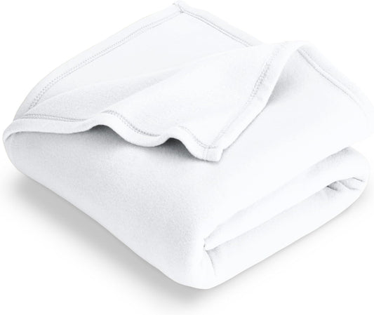Bare Home Polar Fleece Blanket - White - Warm & Cozy - Premium Fleece - Throw for Bed, Sofa, Camping, Travel and Cold Nights - Lightweight Blanket (Twin/Twin XL, White)