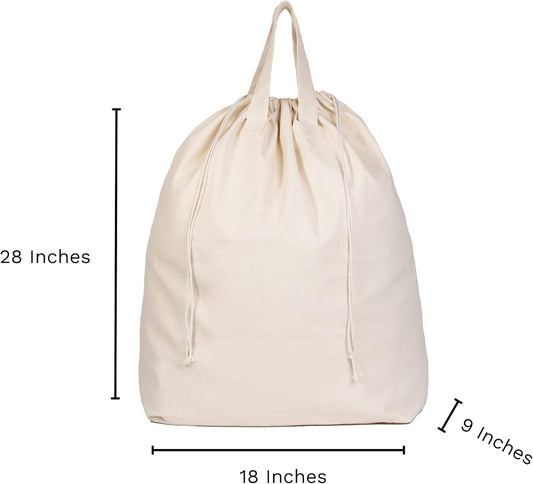 Heavy Duty Laundry Hamper Bags - Extremely Sturdy, Durable Canvas Replacement Laundry Hamper Liner - Works for Round & Square Hampers with Drawstring Closure (3 Pack)