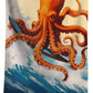 WZOMT Microfiber Octopus Beach Towel, Funny Octopus Surfing Ocean Animal Print Bath Towel for Kids Adults, Orange Blue Quick Dry Sandproof Towels for Swim/Travel/Pool, Oversized 32x52 Inch