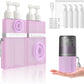 4 in 1 Travel Toiletry Containers,TSA Approved Refillable Travel Size Toiletries Bottles Set with Suction Cup for Smooth Walls - for Shampoo,Conditioner,Body Wash,Lotion.(Pink)