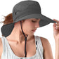 Rosoz Ponytail Sun Bucket Hats for Women UV Protection Foldable Mesh Wide Brim Hiking Beach Fishing Summer Safari