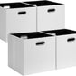 Posprica 11x11 Storage Cubes, Collapsible Storage Bins with Dual Handles, Fabric Foldable Storage Boxes Basket for Closet Shelf Cabinet Bookcase Organization, Set of 4, White