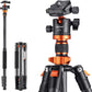 K&F Concept 63" Carbon Fiber Camera Tripods,D254C1+BH-28L Compact Tripod with Detachable Monopod, Metal Ball Head 22lbsLoad Capacity with Quick Release Plate for SLR DSLR Digital Camera/Camcorder