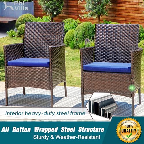 Wicker Patio Dining Chairs Set of 2 with Removable Cushions (2 Count)