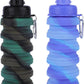 Collapsible Water Bottle for Adults, Boys, Students, Kids, Reusable Silicone Foldable Water Bottles for Travel Camping Hiking Sports,Leak-Proof Portable Sports Water Bottle (Camouflage & Purple)