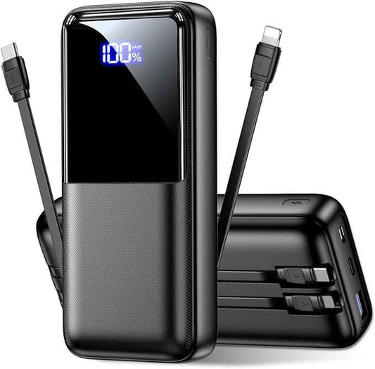 Portable Charger Power Bank - 40000mAh Battery Pack Portable Charger with Built in Cables 22.5W Fast Charging Powerbank Compatible with iPhone Android Samsung Phone, Travel Camping Essential