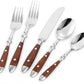 20-Piece Silverware Set for 4, High-end Everyday Flatware Set, Wood Grain Color Handles Cutlery Set, Retro Stainless Steel Forks and Spoons, Utensil Sets for Home Restaurant, Dishwasher Safe