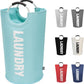 DOKEHOM 90L Large Laundry Basket, Collapsible Laundry Bag, Freestanding Tall Clothes Hamper, Foldable Washing Bin (Light Blue)