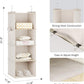 YOUDENOVA Hanging Closet Organizer, 4-Shelf Closet Hanging Storage Shelves, Beige