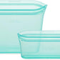 Zip Top Reusable Food Storage Bags | 2 Bag Set [Teal] | Silicone Meal Prep Container | Microwave, Dishwasher and Freezer Safe | Made in the USA