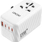 LENCENT International Travel Adapter, 120W GaN Universal Fast Charger with 3 PD3.0 Type C+1 QC USB A, All in One Power Adaptor for iPhones,Laptops, Worldwide Plug Adapter for EU/USA/UK/AU, White