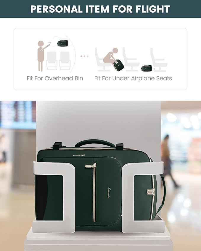 LOVEVOOK Travel Backpack for Women & Men 40L,Airline Approved Carry On Backpack Travel Essential,TSA Carry on Luggage,Waterproof Personal Item Travel Bag,Suitcase with Packing Cubes,Dark green-Black-1