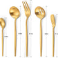 Matte Gold Serving Silverware Set, 5-Piece Round Shared Utensils Set of Stainless Steel, Hostess Flatware Serving Set, Satin Finish, Dishwasher Safe