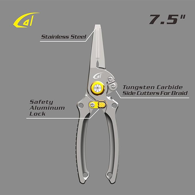 danco 7.5" Aluminum Fishing Side Cutters with Sheath, Fishing Line and Wire Cutter, Saltwater Safe, Fresh/Saltwater Fishing