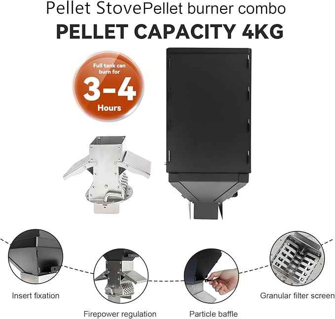 Large Outdoor Camping Cooking Stove with Oven Portable Hot Tent Stove with Pellet Bin Burner Chimney