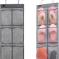 2 Pack Minimalist Black Over The Door Hanging Closet Shoe Holder Organizer with 6 Pockets (Mesh Pockets)