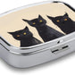 Metal 2 Compartment Pill Organizer Travel Friendly Portable Compact Pill Box Cute Pill Case to Hold Vitamins,Fish Oil,Supplements,Meds,Tablet for Purse,Pocket. (Three Cats)