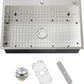 Stainless Steel Drop In 33x22 Inch Kitchen Sink - Modern Large Single Bowl Topmount Kitchen Sink Come With SS Grid,Silicon Mat,Drain Strainer Set Compatibility With Various Kitchen Styles