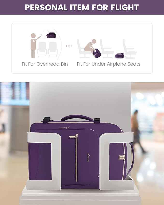 LOVEVOOK Travel Backpack for Women & Men 40L,Airline Approved Carry On Backpack Travel Essentials,TSA Carry on Luggage,Waterproof Personal Item Travel Bag,Suitcase with 3 Packing Cubes,Dark purple