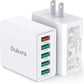 50W USB Wall Charger Block,2Pack 5-Port Charger Fast Charging Block QC 3.0 Multiport Box Brick Cube USB A Wall Plug for iPhone 16/15/14 Pro Max Plus, iPad,Galaxy, LG, Moto, Android Phones,AirPorts - Roamly