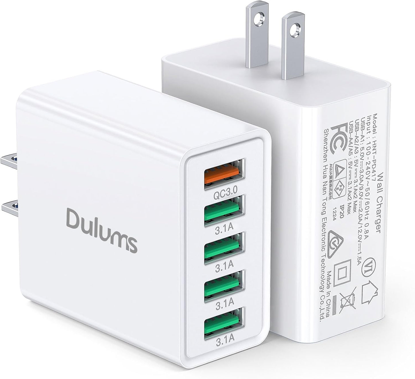 50W USB Wall Charger Block,2Pack 5-Port Charger Fast Charging Block QC 3.0 Multiport Box Brick Cube USB A Wall Plug for iPhone 16/15/14 Pro Max Plus, iPad,Galaxy, LG, Moto, Android Phones,AirPorts - Roamly
