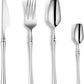 24-Piece Silverware Set for 6,Modern 18/10 Stainless Steel Flatware Set,Unique Rustic Cutlery Utensils Set,Spoon and Fork Set for Home, Restaurant,Wedding,Mirror Polished,Dishwasher Safe
