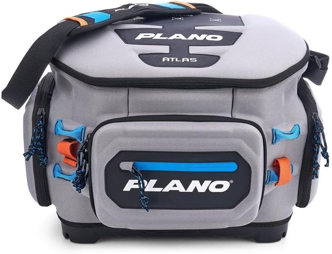 Plano Atlas 3700 Tackle Bag, Premium EVA-Constructed Fishing Tackle Bag, Molded Waterproof Base, Water-Resistant Cell Phone Pocket, Magnetic Tool and Hook Holder