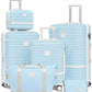 Joyway Luggage Set 3 Piece Suitcase Sets with Spinner Wheel,Hardside Expandable Travel Laggage with TSA Lock (13/20/24/28 Lightblue brown