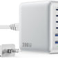 USB C Charger Block 200W[2025 Upgraded] GaN III 6 Port Fast Charging Station Hub,PD 65W USB C Laptop Charger Compatible with MacBook Pro/Air,iPad,iPhone 16/15,Galaxy S23/S24 Steam Deck Dell XPS etc
