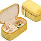 Small Travel Jewelry Case, Mini Tiny Plush Velvet Jewelry Box for Women and Girls, Pocket Size Jewelry holder organizer for Rings Earrings and Small Items(Yellow)