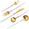 Matte White Gold Silverware Set, 40-Piece Stainless Steel Flatware Set, Satin Finish tableware Cutlery Set, Service for 8, Home and Restaurant, Dishwasher Safe