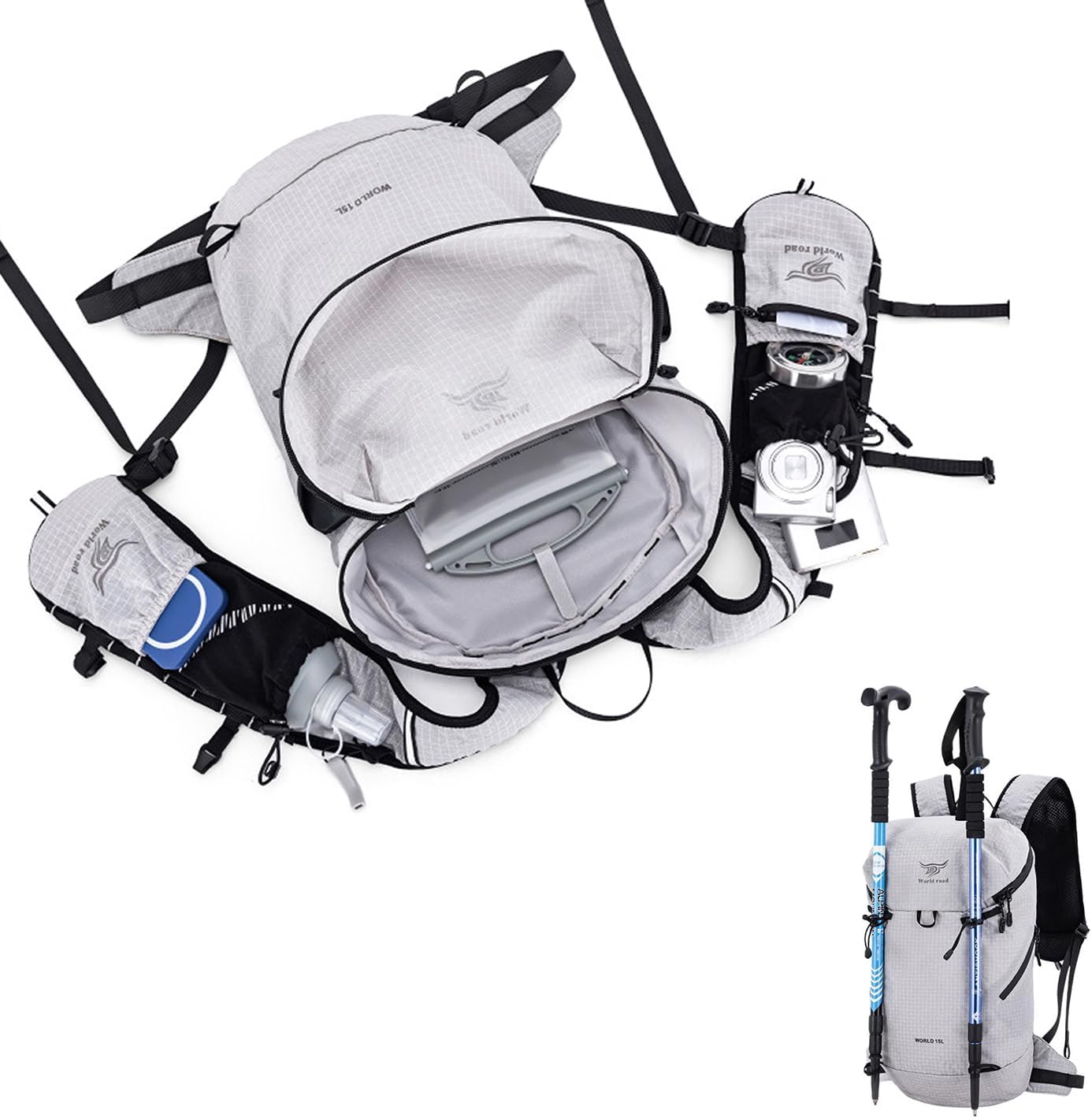 15L Hydration Backpack with 2L Water Bladder Water Backpack for Women, , Lightweight & Comfortable Running Vest for Running, Hiking, Cycling, Climbing, Camping, Biking,Rave - Roamly