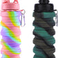Collapsible Water Bottle for Adults, Boys, Students, Kids, Reusable Silicone Foldable Water Bottles for Travel Camping Hiking Sports,Leak-Proof Portable Sports Water Bottle (Pink & Camouflage)