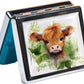 Silver Vintage Pill Box 7 Day Metal Pill Box with Mirror and 8 Compartments Cute Travel Pill Organizer for Purse (Watercolor Highland Cow)