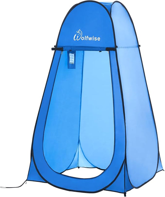 Wolfwise Pop Up Shower Tent for Camping, Portable Instant Changing Tent with Ventilation Window & Carry Bag, Privacy Bathroom Toilet for Beach & Outdoor, Width 47 ", Height 83 ", Blue