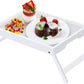 Artmeer Bed Tray Table with Folding Legs,Bamboo Breakfast in Bed for TV Table, Laptop Computer Tray,Eating,Snack Tray (White)