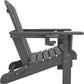 SERWALL Folding Adirondack Chair, Dual Cup Holders & All-Weather HDPE, Wood-Like Patio Chair for Backyard, Camping，Pool & Fire Pit- Grey