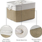 TheWarmHome Organization Basket - 20x16x14 inch Jumbo 3 Pack Collapsible Storage Bins for Shelves, Fabric Storage Cubes for Closet Organizer Gift Toy (White & Khaki)