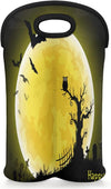Vintage Sea Turtle 2 Bottle Wine Carrier Tote Bag Insulated Wine Bottles Neoprene Bag with Secure Carry Handle Portable Wine Cooler Bag for Travel Picnic Beach (Halloween Moon Owl)