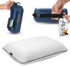 Travel & Camping Comfortable Memory Foam Pillow – Easy to Carry Portable Bag – Temperature Regulating Pillow Case (White)