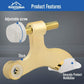 HOMOTEK 4 Pack Hinge Pin Bright Brass Door Stopper, Gold Door Stops, Adjustable Deluxe Heavy Duty Door Stopper 2-1/2"x1-3/4”,with White Rubber Bumper Tips