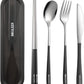 Travel cutlery set, 18/8 stainless steel cutlery, Reusable utensils set with case, Portable Silverware Lunch Box for Camping and Office
