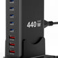 440W Fast Charging 8 Port USB C Charger Block, Multi-Device USB Charging Station Wall Desktop Charger with GaN Ⅲ Technology, USB-C Charger Adapter for MacBook/iPad/iPhone 16/Samsung Galaxy/DELL/HP