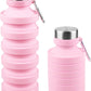 Nefeeko Collapsible Water Bottle, Reuseable BPA Free Silicone Foldable Water Bottles for Travel Gym Camping Hiking, Portable Leak Proof Sports Water Bottle with Carabiner