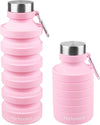 Nefeeko Collapsible Water Bottle, Reuseable BPA Free Silicone Foldable Water Bottles for Travel Gym Camping Hiking, Portable Leak Proof Sports Water Bottle with Carabiner