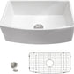 30 White Farm Sink - Fulorni 30"x19" Farmhouse Kitchen Sink Curved Apron Front Ceramic Porcelain Fireclay Single Bowl Farmer Style Basin