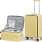 mixi 20 Inch Carry On Luggage 22x14x9 Airline Approved PC Hard Shell Suitcase Top Opening Aluminum Frame Travel Suitcases with Wheels, Lark Yellow